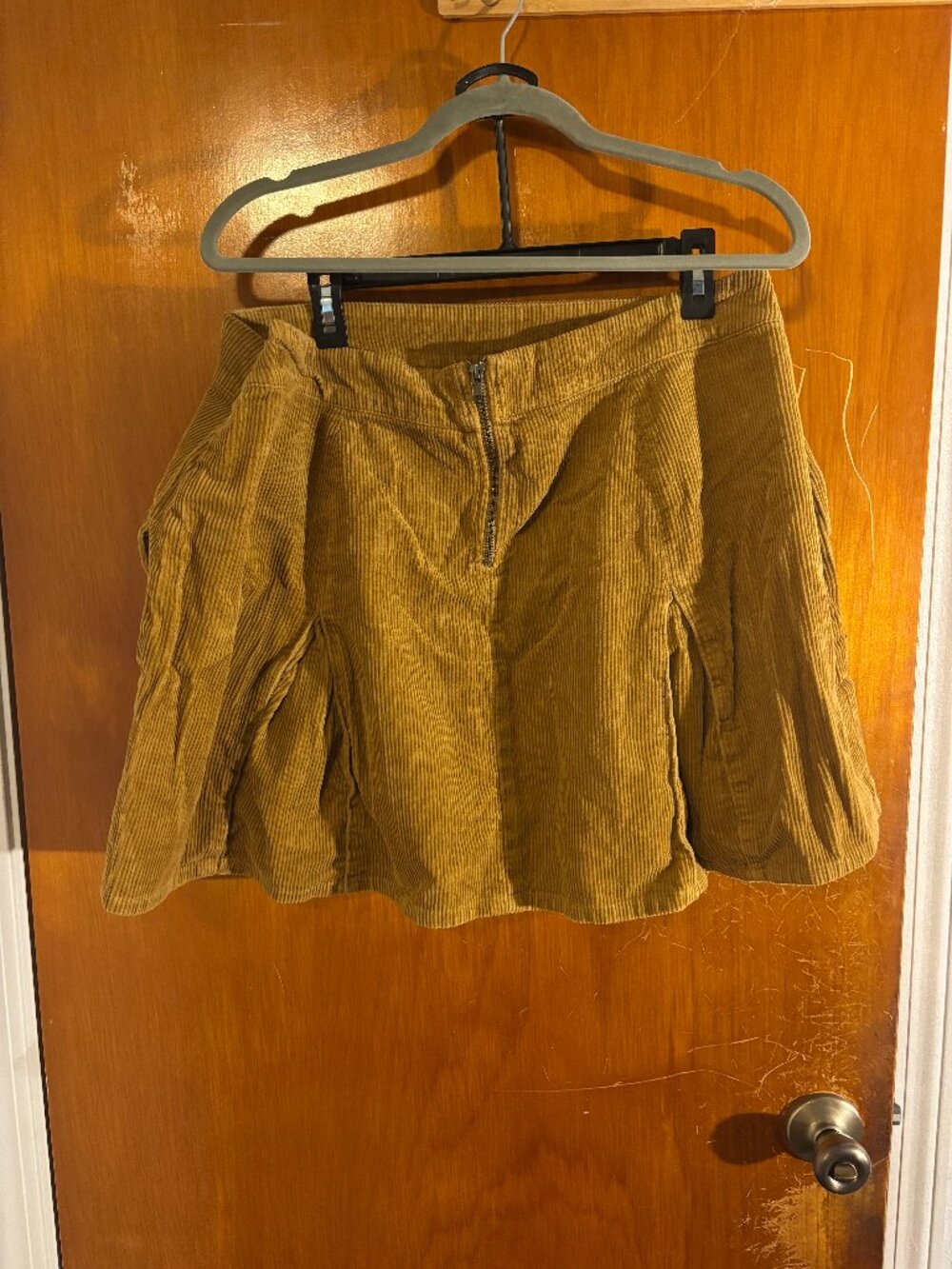 Wild Fable Mustard Yellow Corduroy Zip Front Mini Skirt XXL Boho Retro